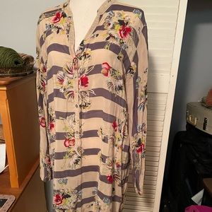Johnny Was striped and floral tunic size large